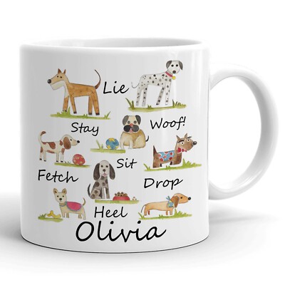 Personalisierte Kinder Tassen, Keramik Hundetasse, Mädchen rosa Geburtstag Geschenk Tasse