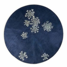 ESSENZA Teppich Lauren Indigo Blue Blau Blumen Blüten Bärenklau Velours Rund