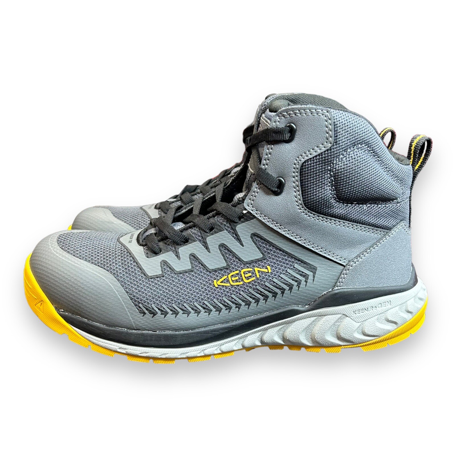 KEEN Utility Arvada Mid Steel Grigio Giallo Punta Carbonio Uomo Taglia 9 5 EE Larga
