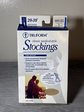 Truform 20-30 mmHg Below Knee Soft Top Compression Stockings Closed Toe Beige