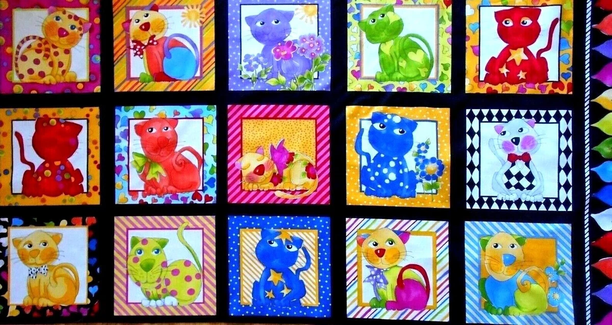 Loralie Designs Cat Fabric Panels for sale | eBay
