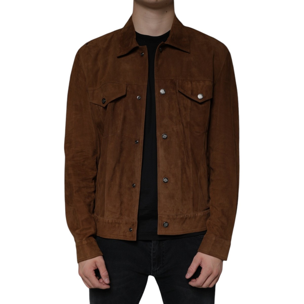 50's超希少NAPOLI SUEDEスウェードニット切り替えファラオジャケット LUIGI BORRELLI NAPOLI Jacket Brown Genuine Leather Suede IT52/US42