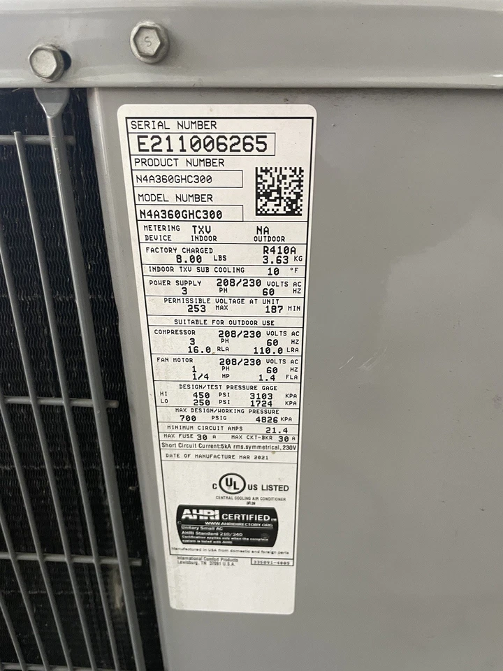 Aire Acondicionado Central Heil Performance Modelo N4A360GHC300 Compresor Calor Frío Foto 2 de 2