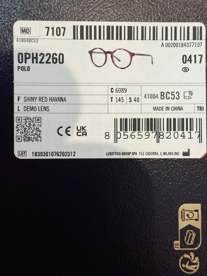 Nuevo Polo Ralph Lauren Hombres Gafas Redondas PH2260 6089 Rojo Brillante Habana 50mm Foto 4 de 4