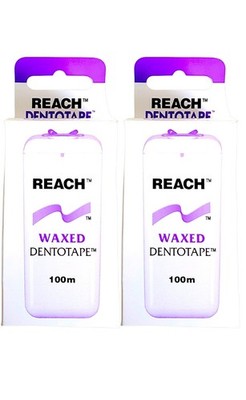 2x Reach Dentotape Zahnseide 2x 100m gewachst Zahnzwischenraumreinigung