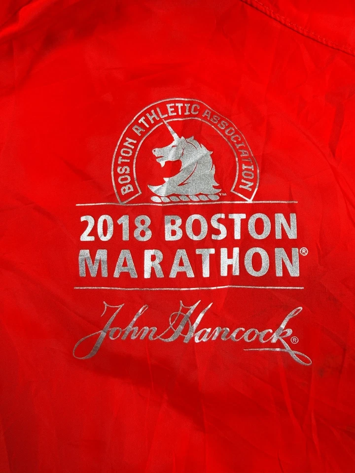 Adidas Boston Marathon Jacket Men's M Red Hooded Full Zip 2018 Athletic - Image 4 of 4