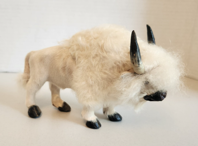 #ad #ad Vintage Bison Figurine White Real amp; Faux Fur 7quot; x 4quot; $17.00