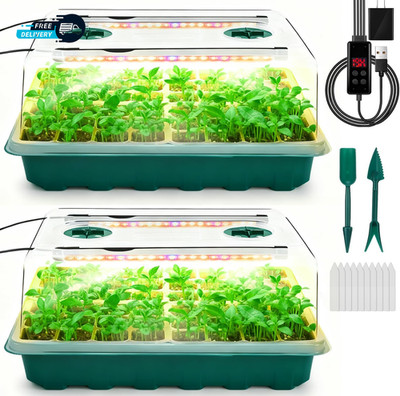 Seed Starter Tray with Grow Light 96 Cell Seed Starter Kit Starter Trays