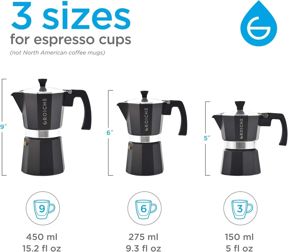 Fogão de alumínio Milano Moka Pot - 6 xícaras de café expresso, compatível com eletricidade e gás - Imagem 4 de 4