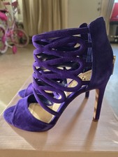 Vince Camuto Kirsi Dress Sandal Purple Suede High Heel Cage Cut-Out Size 6