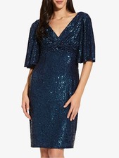 Brand New Adrianna Papell Blue Sequin Capelet Dress - Size 10 (NWT)