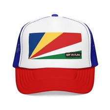 Seychelles Flag Foam Trucker Hat Seychellois Pride Cap - White / One size