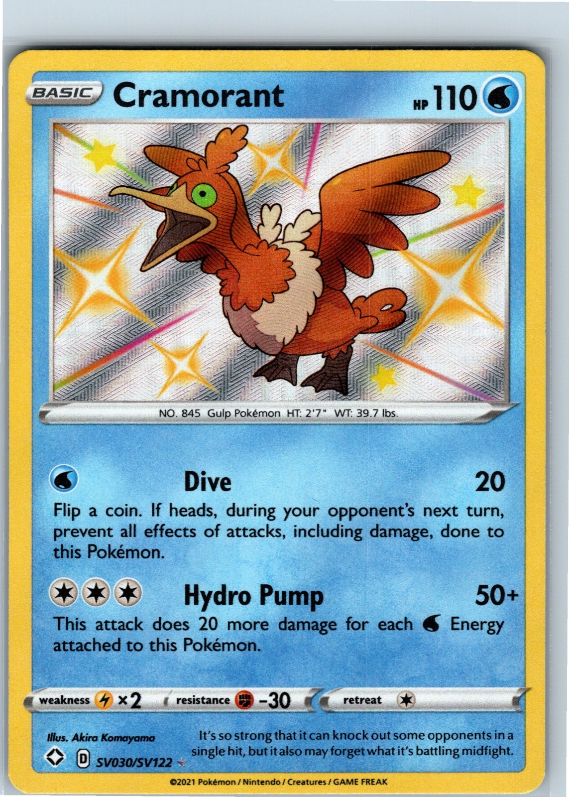 Pokemon Card - Cramorant SV030/SV122 Shining Fates: Shiny Vault - NM