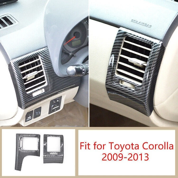 Consola de fibra de carbono L&R salida de aire moldura de ventilación 2 piezas para Toyota Corolla 2007-2013 Foto 4 de 4