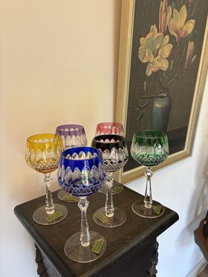 Römergläser Weingläser Echtes Kristall 6er Set Bunt 19cm Hoch