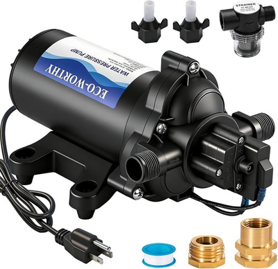 #ad ECO WORTHY 110V 4.0GPM 50PSI Diaphragm Pump RV Water Pressure Pump w Adapters $42.74