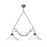 Pendelleuchte HäNgelampe 2-Flammig B: 83,5 Cm Keramik Messing E27 Rustikal