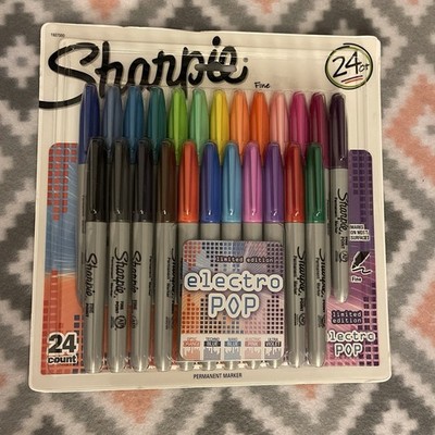 New Sharpie 24 CT Fine Tip LIMITED EDITION Electro Pop Permanent Marker Set