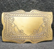 XF09159 COOL VINTAGE 1970s ABSTRACT ARTWORK UNISEX FASHION BRASS BELT BUCKLE