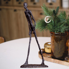 30cm Exclusive Handcast Giacometti Walking Man Bronze Statue Abstract Art Decor