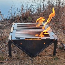 FlamePacked Portable BBQ Grill Foldable Charcoal Heavy duty American Steel
