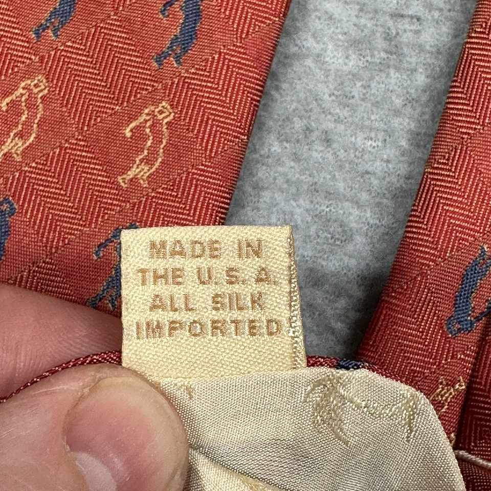 Tommy Bahama Hombres Corbata Cuello Coral Naranja Azul Golf 100% Seda Hecha en EE. UU. Foto 4 de 4