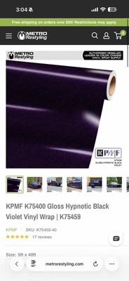 KPMF K75400 Gloss Hypnotic Black Violet Vinyl Car Wrap Film | K75459