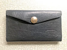 The Buffalo Billfold Company Black Leather Snap Envelope Clutch Wallet, Made USA