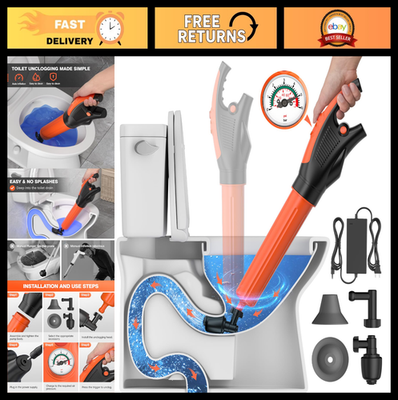 #ad Electric Toilet Plunger amp; Auger with Pressure Gauge High Pressure Drain Snake $91.99