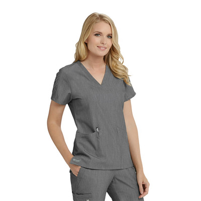 GREYS ANANTOMY SIGNATURE WOMEN SCRUB TOP IN SHADOW SHADE IN ALL SIZES # GNT019