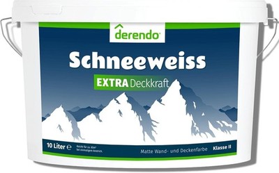 Derendo Schneeweiss Extra Wandfarbe weiß matt tropffrei geruchsarm 10l
