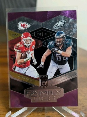 2017 Panini Elite Family Ties Travis Kelce Jason Kelce #02/49 Purple Parallel #6