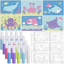 30 Sets Ocean Animal Sand Art Kits for DIY Craft Sand Painting Colored Art Pa...