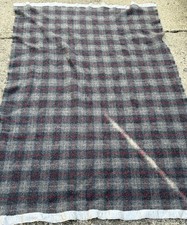 CLASSIC GRAY BLACK Plaid WOOL BLANKET 48x68 Throw Unbranded Heavyweight