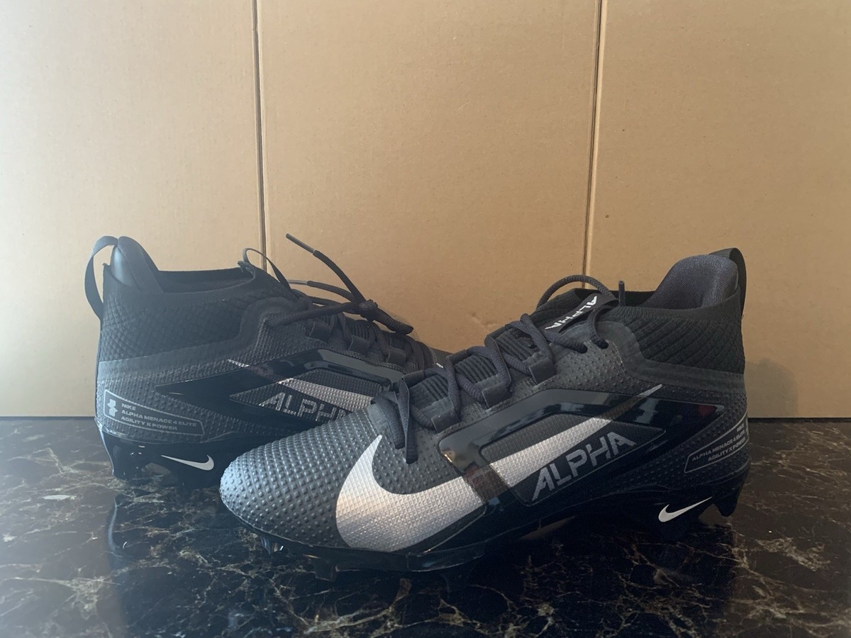Nike Alpha Menace 4 Elite Football Cleats Black Silver Sz 10  display picture 2