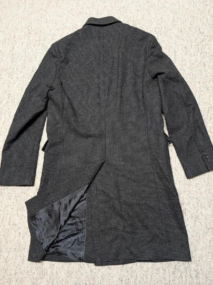 BROOKS BROTHERS overcoat TWEED double breasted 42L charcoal MOON wool yorkshire - Image 2 of 4