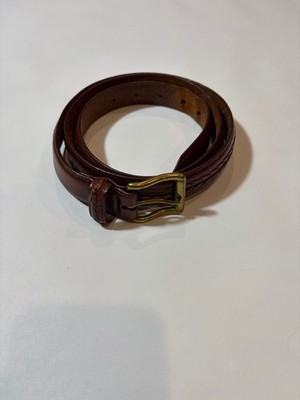 John Henry Brown Leather Belt Brass Buckle Vintage Size 44