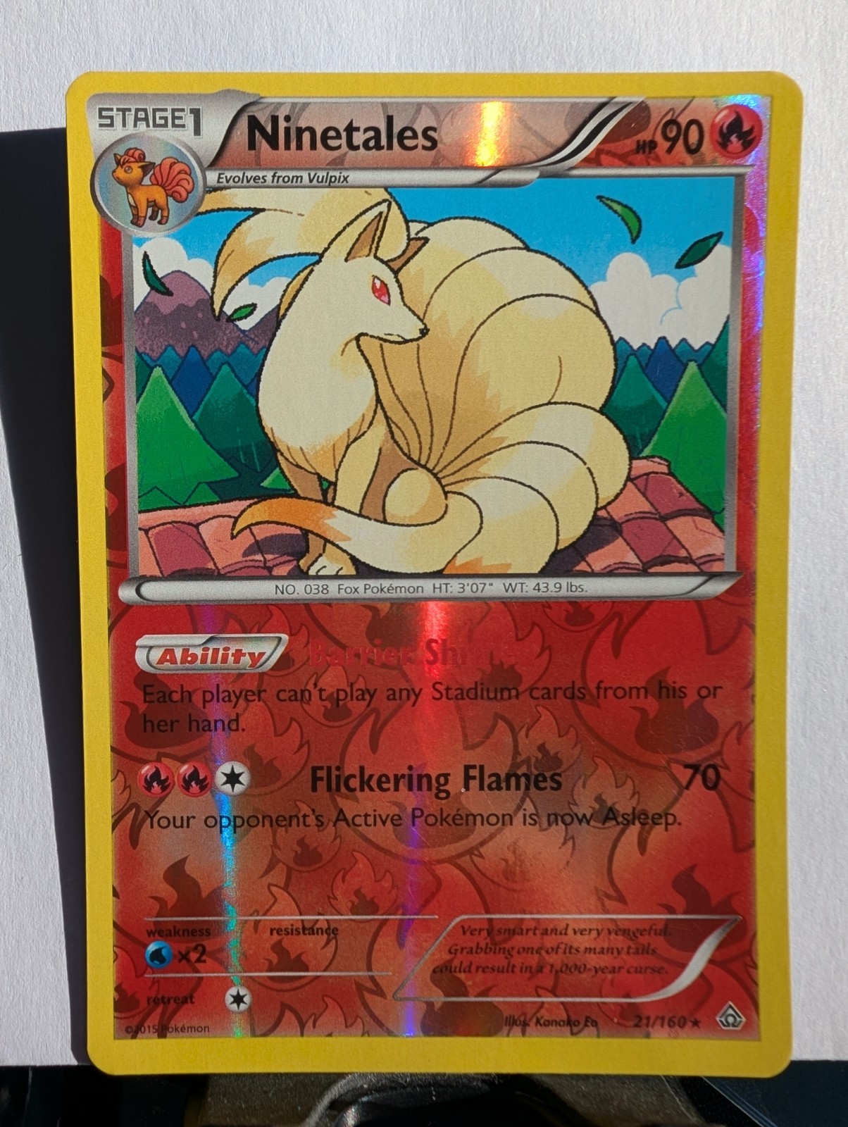 Ninetales 21/160 Primal Clash Reverse Holo Pokémon Card - LP