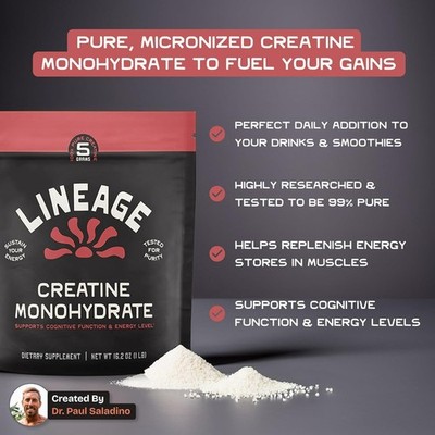 Lineage Provisions Micronized Creatine Monohydrate with Sea Salt