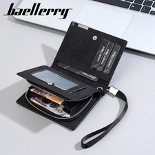 Baellerry New Large Capacity Men Wallets Simple Short Card Holder Zipper Male Co
