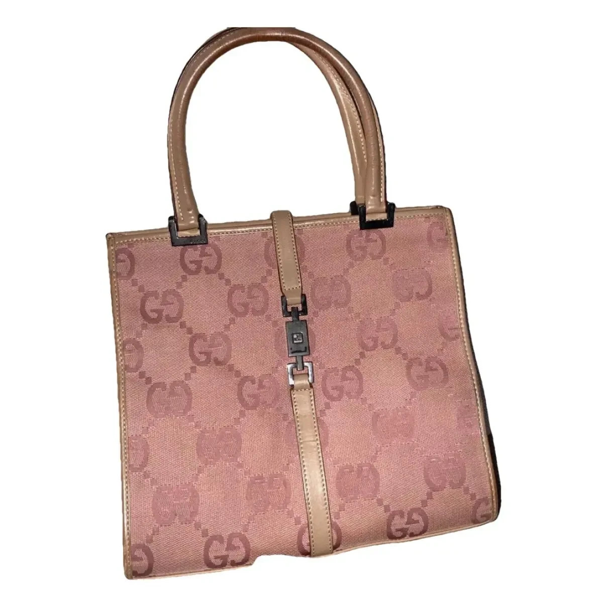 Gucci Pink & Beige GG Monogram Canvas Jackie Tote Hand Bag