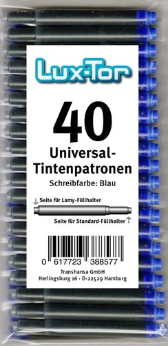 40pcs universal ink cartridges for Lamy Herlitz Pelikan Reform online/blue