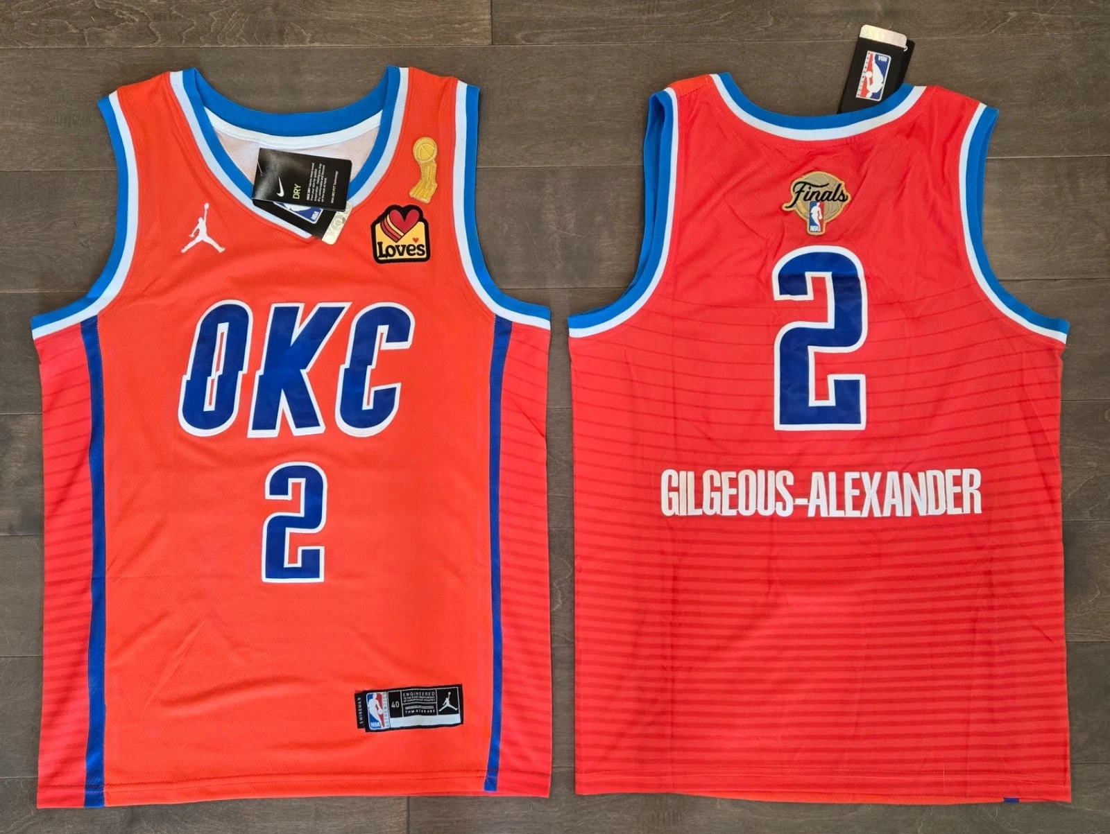 OKC Thunder #2 Shai Gilgeous-Alexander Stitched Orange NBA Finals Champs Jersey
