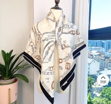 70% cashmere 30% silk Chain horse double side printed square Wrap shawl 42'' new