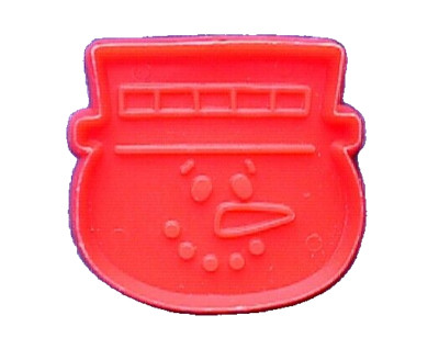 Hallmark COOKIE CUTTER Christmas Vintage SNOWMAN FACE RED 1977 MINI HARD Plastic