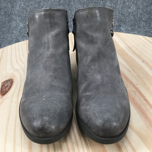 Miz Mooz Boots Womens 40 Ankle Booties Heels Casual Gray Leather Double Zipper - Picture 9 of 15
