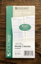 At-A-Glance  Weekly Calendar Undated 3 3/4 x 6 3/4, #47747 -2 pgs , 32 wks