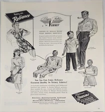 1944 Reliance Manufacturing Co Vintage Ad Rayon Fabric by Verney