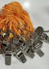 Metal whistles 1dz Yellow Lanyard 