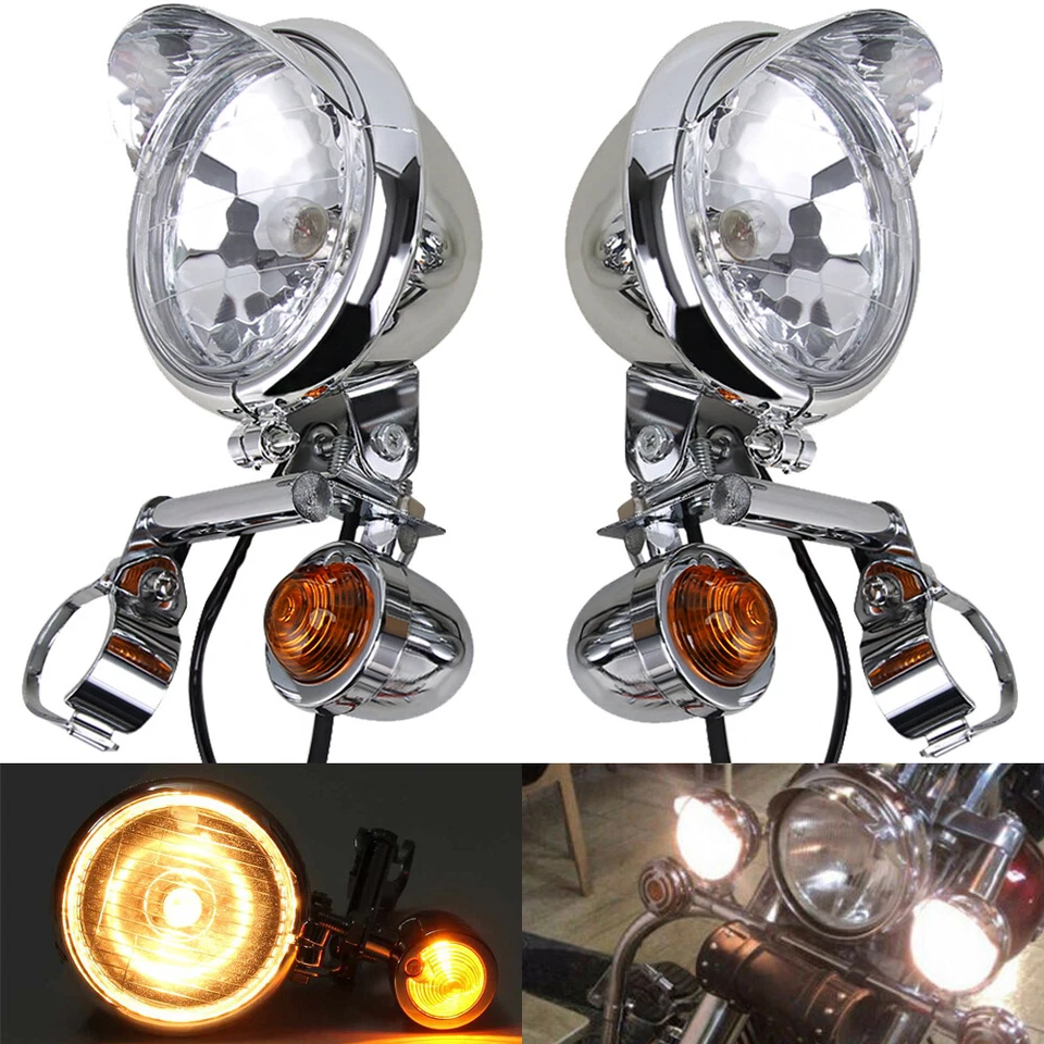 For Honda Yamaha Suzuki Passing Turn Signal Lamp Driving Fog Spot Light Bar Kit - Image 2 of 4